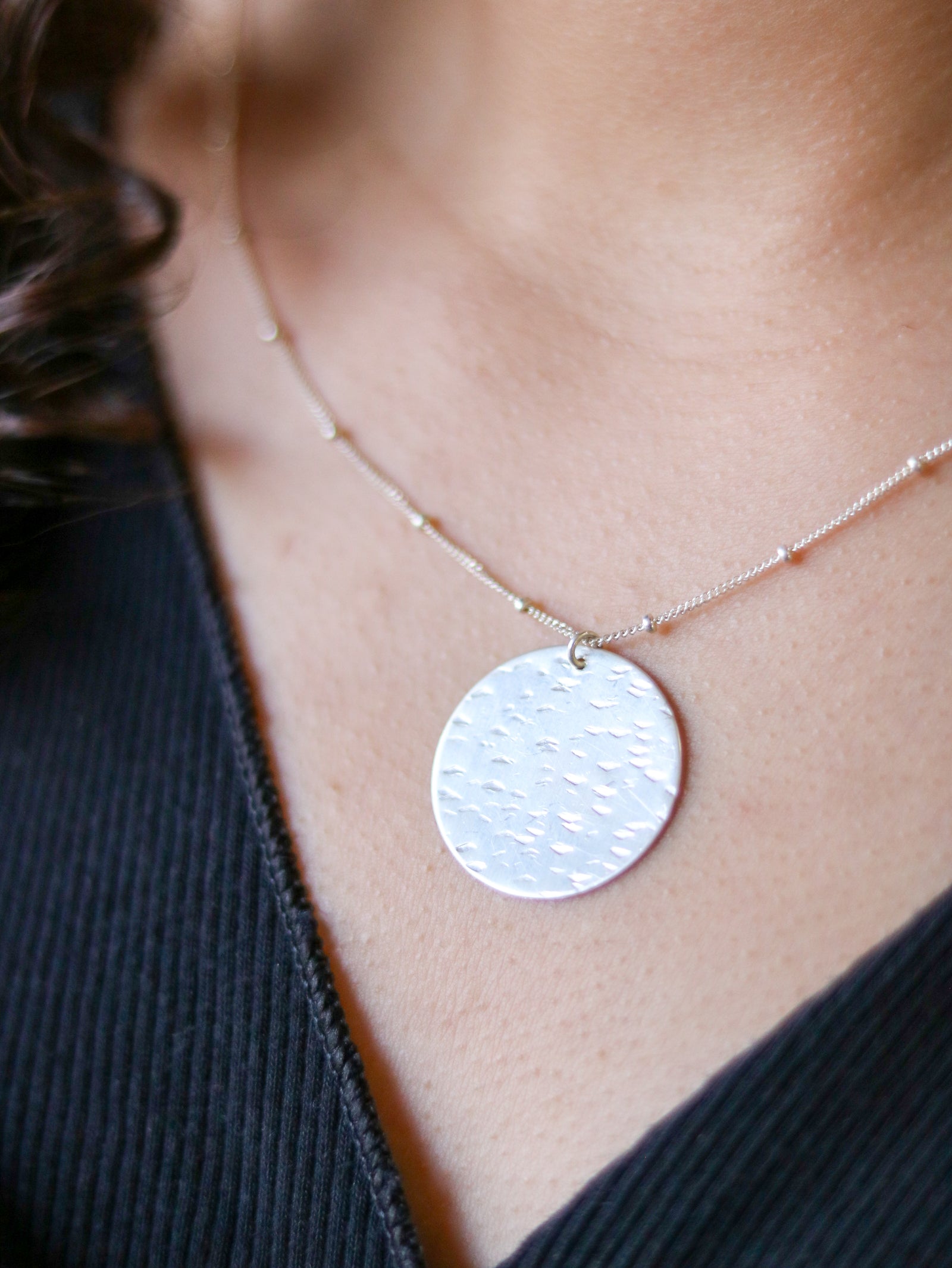 Cassidy Necklace – Hand Hammered Pendant & Layering Essential