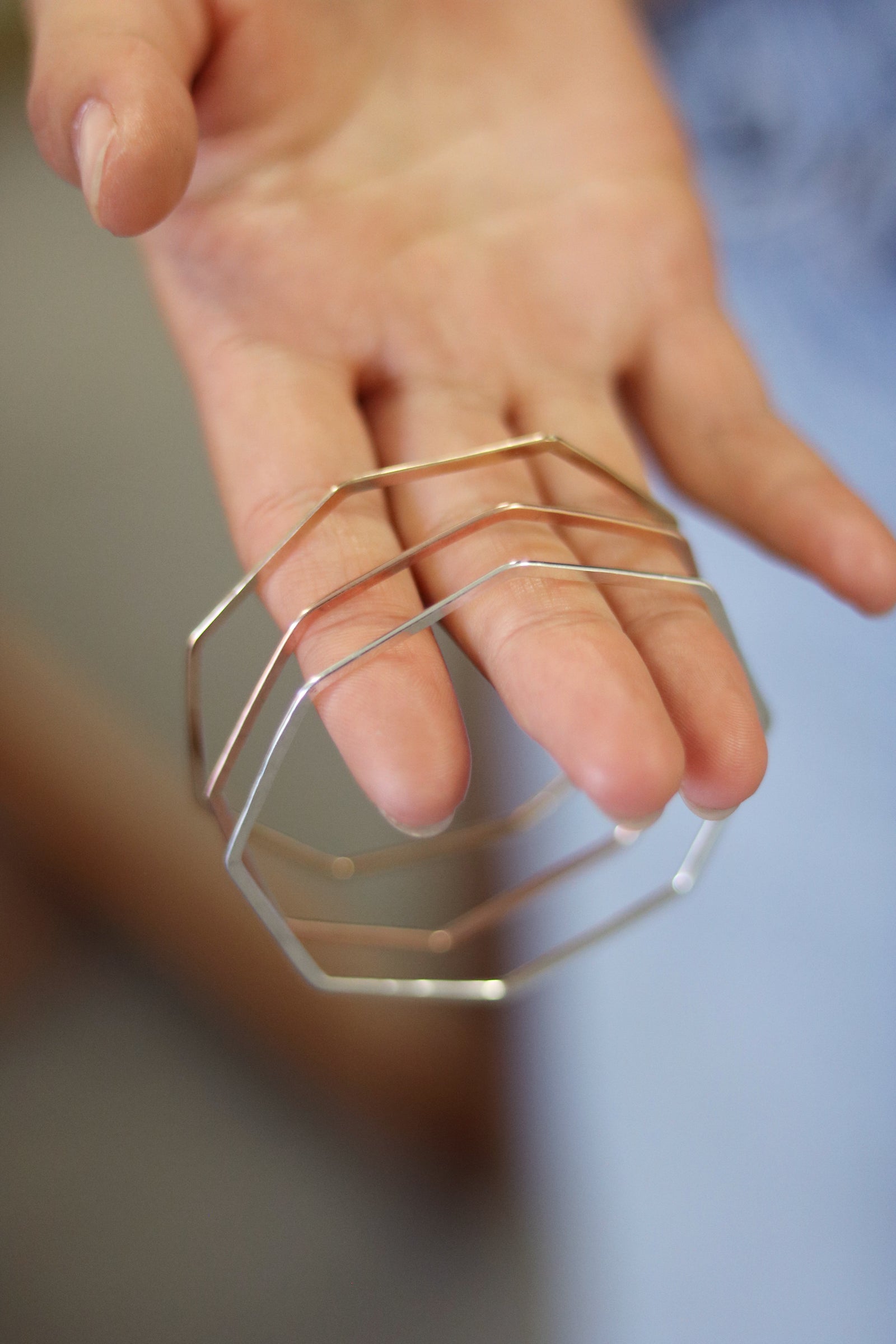 Nash Hammered Octagon Bangle | Agapantha Jewelry