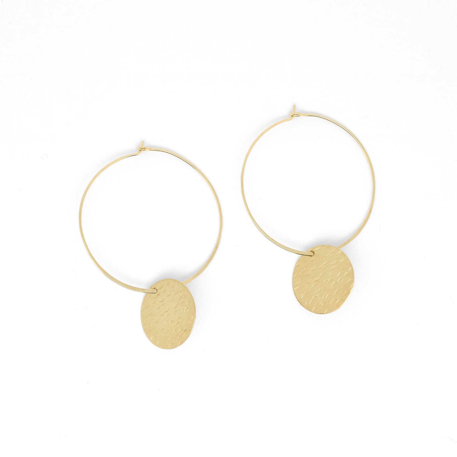 Cassidy Hoops – 2-in-1 Hammered Disc & Hoop Earrings | Agapantha
